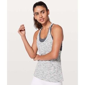 Lululemon Twist & Toil Tank 2-In-1 Bra Tiger Space Dye Black White Nebula Size 4